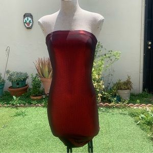 Metallic black and red gothic tube dress